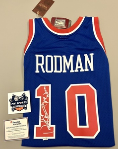 罗德曼签名球衣活塞队10号 丹尼斯罗德曼亲笔签名球衣公牛fa认证