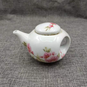 怀仁堂粉彩双面桃花功夫小茶壶 仿古瓷器古玩古董收藏摆件