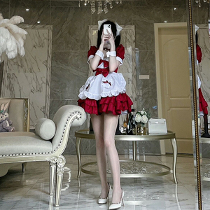 日系红色性感女仆制服cosplay圣诞节二次元女装大佬角色扮演cos服