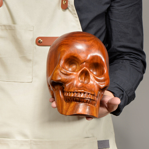 花梨实木雕刻骷髅摆件木头根雕北欧风格装饰工艺品家居客厅电视柜