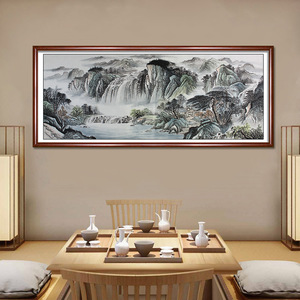 手绘山水画源远流长国画无框客厅宣纸彩墨办公室装饰画画芯小八尺