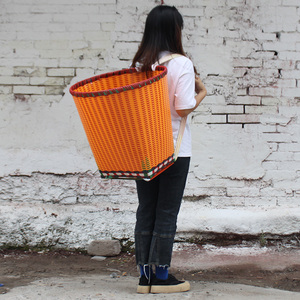 农村背篓采蘑菇农用纯手工塑料编织背篼特大号背筐大人云贵川背篓