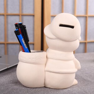 彩绘diy大号笔筒上色陶瓷白胚娃娃儿童手工制作涂色画画玩具