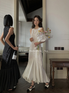 2024年夏季新款韩版设计感气质花苞收腰连衣裙法式高级感背心长裙