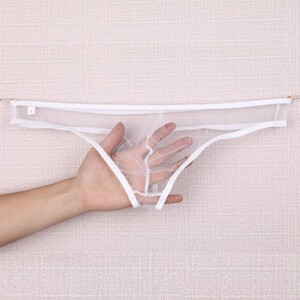 男内裤gay丁字裤透明大网男士内裤丁三角露空pp男式双丁t字裤低腰
