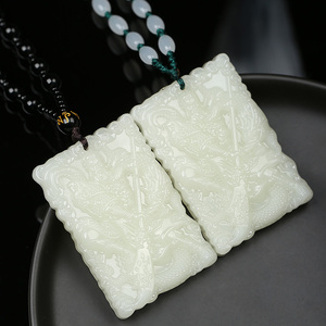 和田玉碧玉关公吊坠男士玉项链霸气关二爷白玉玉佩毛衣链生日礼物