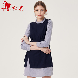 r1869401冬女装新立领假两件条纹拼接毛呢连衣裙红英企业折扣店496