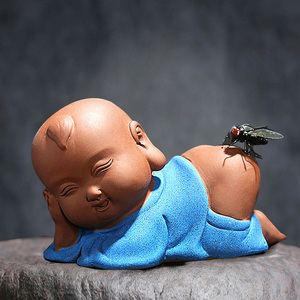 紫砂可爱童趣小和尚家居桌面茶玩摆件苍蝇寓意一定赢车载装饰0人付款1