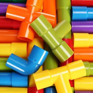 热卖单儿童拼装水管道积木凑拼接玩具组装枳木塑料拼插管子益智百