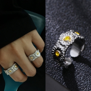 gd权志龙雏菊新款戒指可调节网红食指配饰品男女指环抖音同款潮