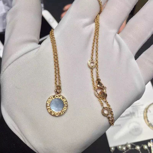 bvlgari/宝格丽项链18k玫瑰金圆盘满钻白贝母男女同款锁骨链手链