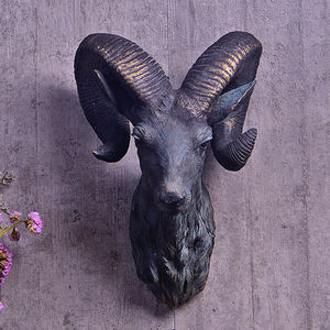 羊头装饰壁挂仿真