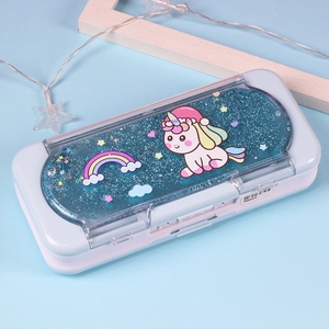 高颜值密码笔盒流沙三层大容量文具盒网红少女心樱花文具盒带密码锁多