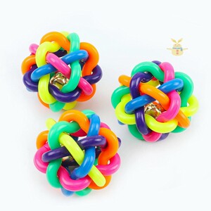 七彩铃铛球狗狗玩具磨牙彩虹球宠物幼犬益智发声耐咬解闷弹力训练