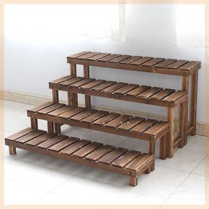 楼梯台阶踏板碳化实木花架单层花几户外阳台阶梯脚踩凳多肉多层