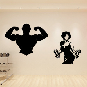 个性肌肉猛男人贴纸健身房装饰墙贴画美女瘦身减肥中心锻炼墙贴纸