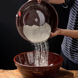 瓷盆子家用厨房和面专用盆带盖子发面盆老式揉面盆加厚陶瓷大汤盆
