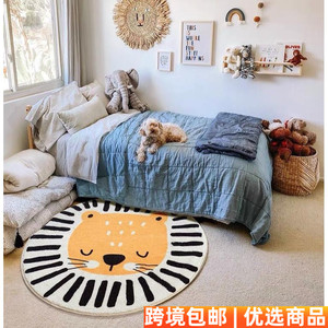仿羊绒圆形地毯家用卡通儿童房间防滑隔凉宝宝爬行毛绒卧室地毯