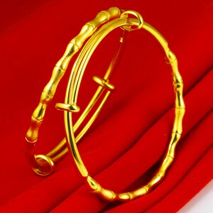 老凤祥黄金黄金手镯男士女款999足金24k纯金实心真金竹节镯子节节