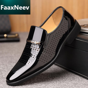 faaxneev皮鞋男夏季男士镂空商务休闲鞋打孔正装凉皮鞋透气亮夏天