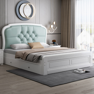 5米轻奢主卧欧式大床皮床1.8米家用卧室双人实木床