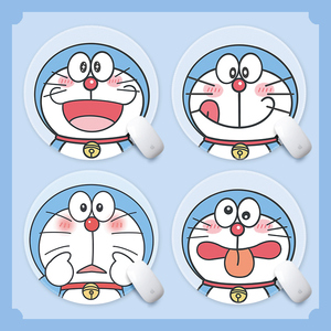 哆啦a梦圆形鼠标垫小号蓝胖子可爱动漫电脑桌垫办公学生叮当猫软垫子