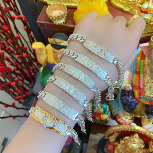 泰国佛牌真品 龙婆瑞 2561 纯银女款师傅自身像手链 坤洛经文手镯