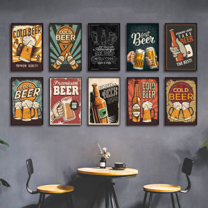工业风酒吧墙面装饰画复古精酿啤酒挂画卫生间小酒馆清吧ktv壁画