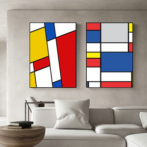 蒙德里安装饰画红黄蓝色块潮流艺术客厅卧室墙面壁画抽象几何挂画