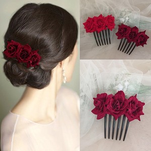 儿子结婚妈妈盘头用的发饰喜婆婆头饰90年代新娘头花红色盘发饰品