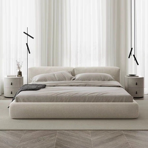 侘寂简约床现代1.5实木床布艺意式床双人布床科技奶油风床榻榻米