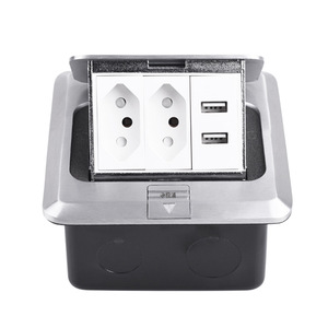 巴西标准地插铜铝合金16a南美洲电源插座带usb充电端口2.1a地板插