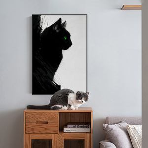 猫咪玄关装饰画北欧ins风客厅沙发背景墙挂画潮流酒吧卫生间壁画