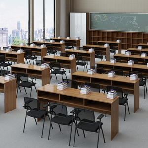 办公家具职员培训会议桌三人条形长条学校学生双人课桌椅组合桌椅