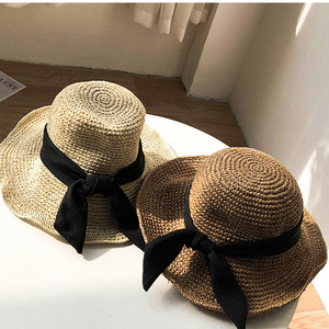泰国风情蝴蝶结草帽女夏小清新渔夫草编防晒遮阳帽沙滩太阳凉帽