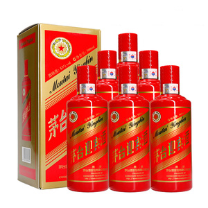 【假一罚十】茅台迎宾酒53度中国红迎宾酱香型白酒500ml*6瓶整箱