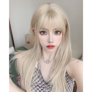 rose同款假发 主播女团中长发lisa全头套lolita白金色自然JK彩色