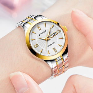 欧美时omays手表女士时尚双日历全自动机械表防水夜光女表腕表瑞