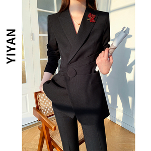 原创黑色西装套装女秋季高端定制设计感小众职业大牌韩版总裁西服