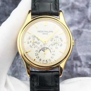 百达翡丽超级复杂功能计时5140j米黄色表盘自动机械男表月相日历