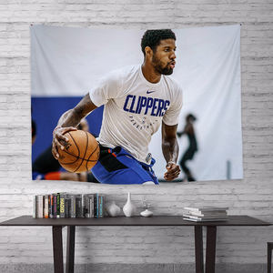 快船球星保罗乔治背景布男生宿舍多功能挂布出租屋装饰挂毯墙布