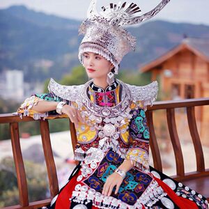 新款少数民族礼服婚服贵州苗族服装女装抖音拍照超仙民族特色旅拍