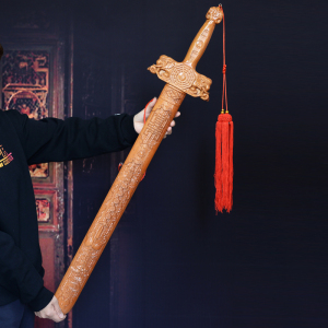 桃木剑挂件木雕剑客厅中式摆件卧室太极八卦剑道士剑住宅店铺开业