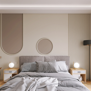 卧室床头背景墙扣板简约仿格栅造型装饰板公司前台竹木纤维集成板