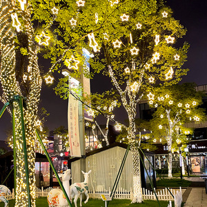 00美陈球淘宝led五角星星月亮挂树上户外工程景观亮化装饰彩灯闪灯