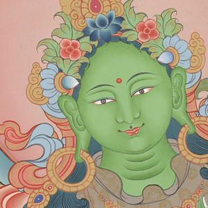 138绿度母二十一度母唐卡高清图片电子原图207m装饰画临摹素材