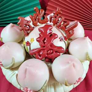 老人生日寿桃馒头蛋糕老人祝寿传统手工糕点长辈贺寿面食大寿桃包