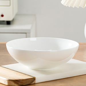 景德镇餐具纯白中式骨瓷碗家用吃饭碗大号拌面碗沙拉碗创意浅口碗