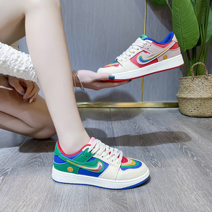 回力aj女鞋鸳鸯拼色板鞋2022夏新款糖果休闲学生百搭潮流彩虹运动