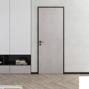安舍黑色铝木门现代生态门简约套装门极窄边铝木门室内门房门门套